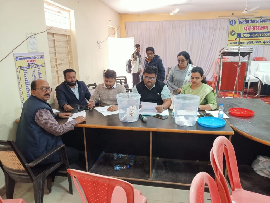 त्रिस्तरीय पंचायत निर्वाचन 2025: पंच आरक्षण प्रक्रिया जनपद पंचायत मुंगेली में प्रारंभ